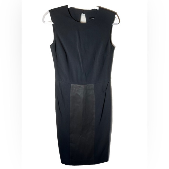 Monika Chiang Charcoal MIDI Dress with Leather Paneling Body con Low Back Sz 00 - Picture 1 of 6
